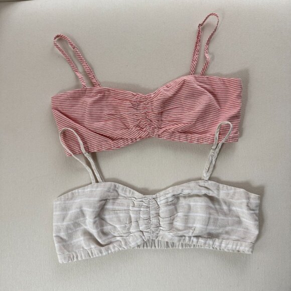 Sweatheart poplin and linen bandeau bra tops TWO - Picture 1 of 5